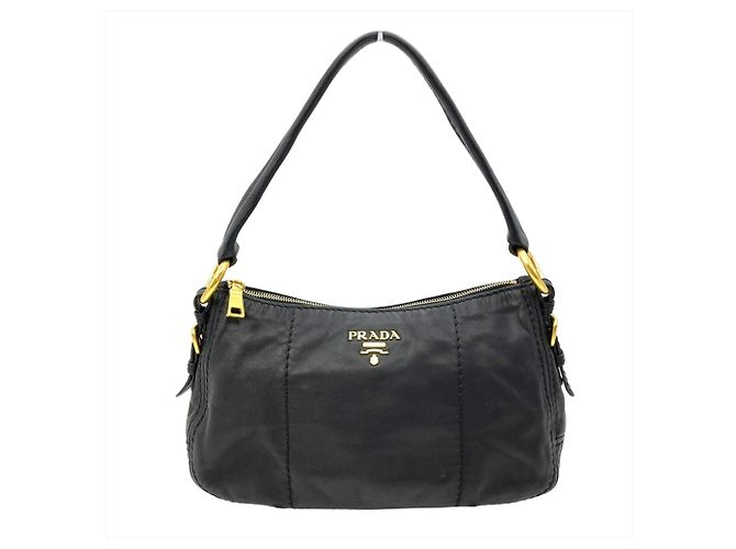 Sac en cuir à épaule unique Prada Noir