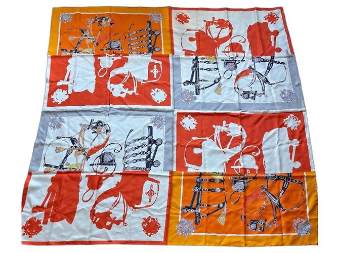 Hermès Riesiges Quadrat-Harness im Patch Orange 