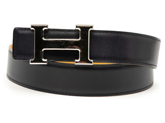 Cinturón reversible Constance H de Hermès Amarillo Azul marino