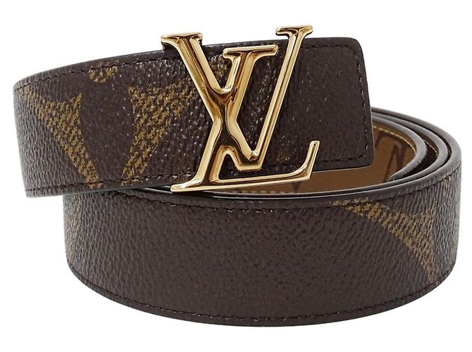 Cinturón de lona Monogram reversible para mujer Louis Vuitton Castaño