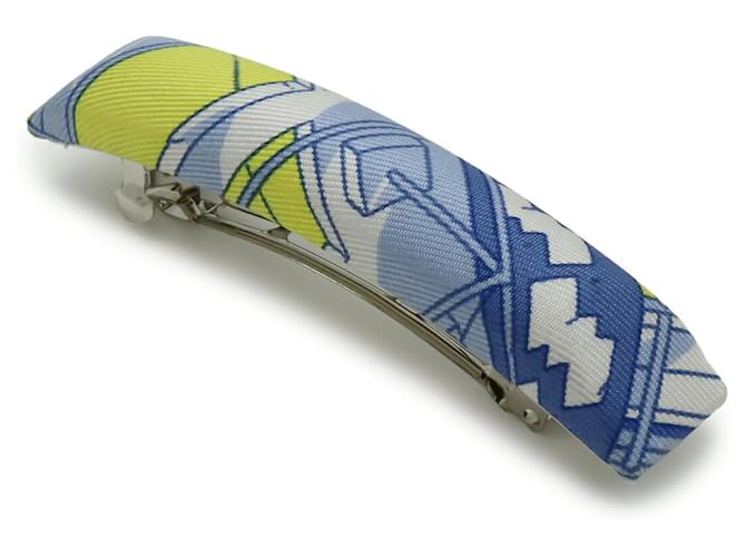Hermès HERMES Eclipse PM Barrette Hair Clip White Blue Yellow 