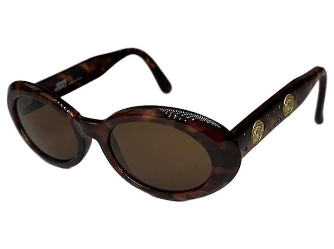 Occhiali da sole vintage Gianni Versace leopardati marroni Marrone