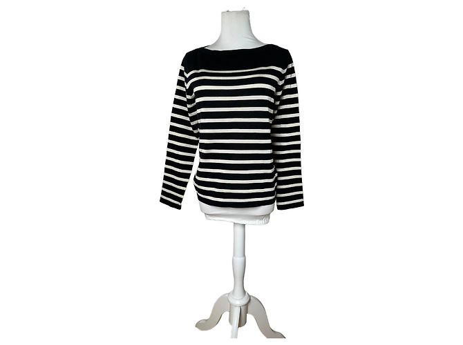 Vintage Jean Paul Gaultier Wollpullover gestreift Schwarz / Weiß M