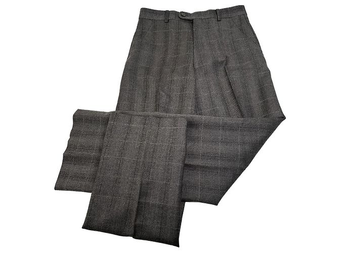 Vintage Dior Checked Wool Pants Anthracite Dark grey