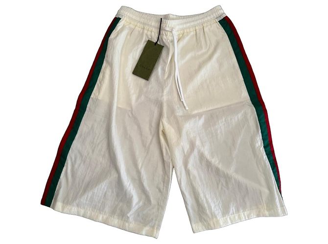 White Gucci shorts with side stripe Red Green