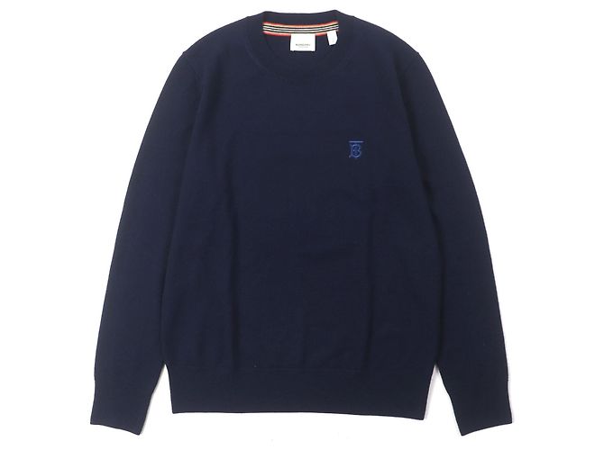 Pullover aus Wolle mit Monogramm-Motiv von Burberry Blau Marineblau