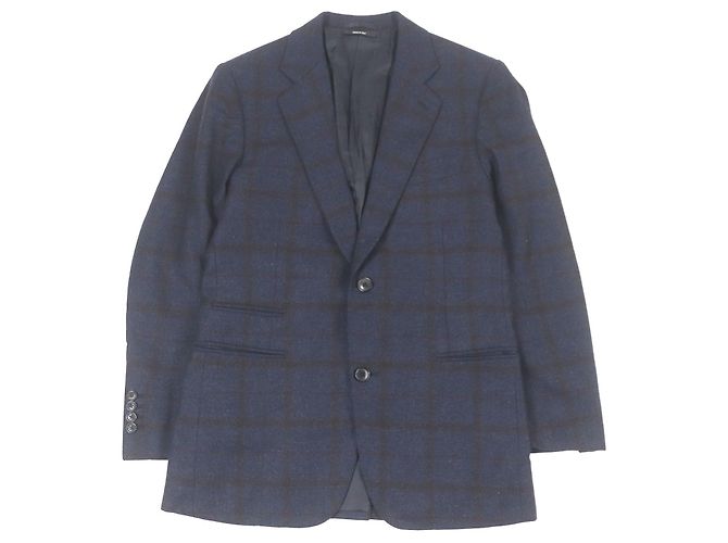 Hermès Giacca in cashmere a quadri Hermes Blu Blu navy