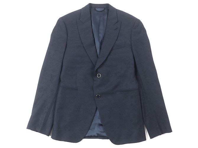 Louis Vuitton LV&Flower Monogram Polyester Wool Tailored Jacket Blue Navy blue