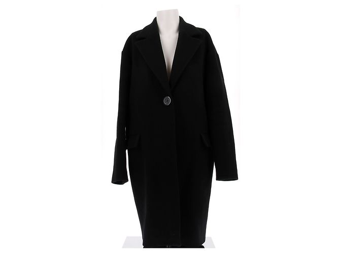 Cacharel Mid-length black coat in wool and cashmere