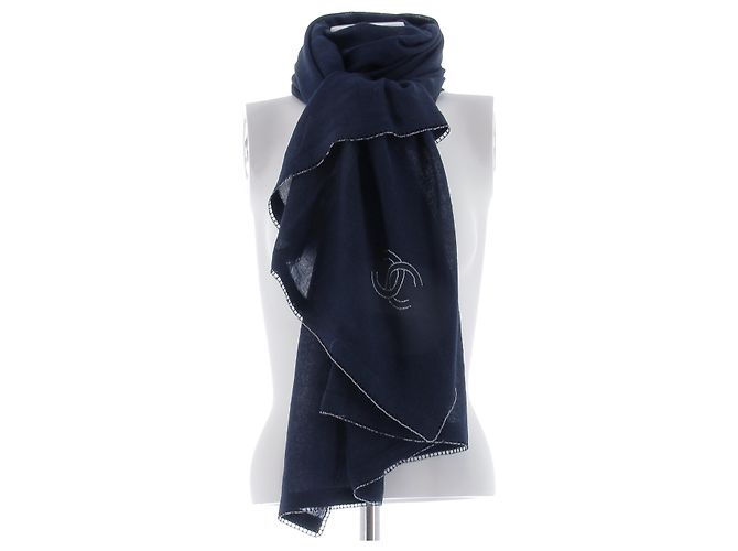 Chanel Sciarpa marina Blu navy Cachemire