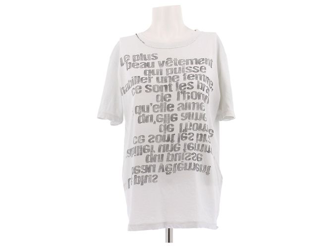 Camiseta de algodão branca Saint Laurent Branco