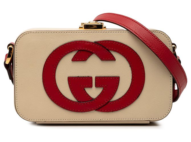 Bolsa transversal em couro marrom com G entrelaçado Gucci Bege