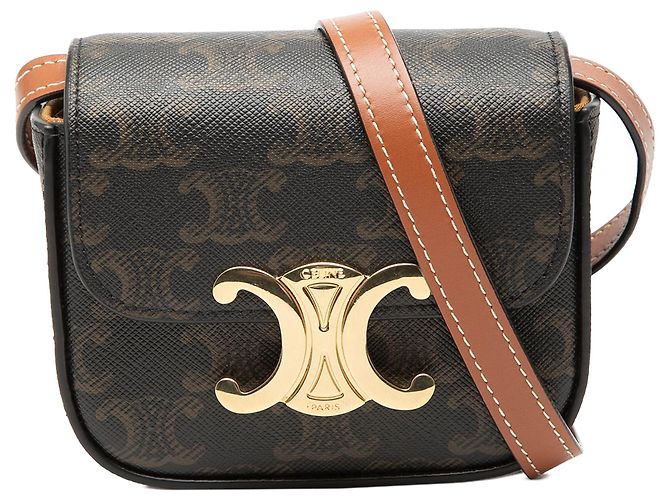 Céline Celine Mini Triomphe aus Beschichtetem Canvas Claude Braun Dunkelbraun
