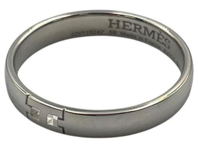 Hermès Ever Hercules Ring in 18K White Gold Silvery
