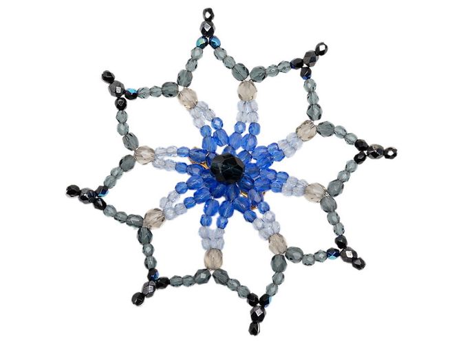 CHANEL Schneeflocken-Kristallmotiv Brosche Blau Mehrfarben