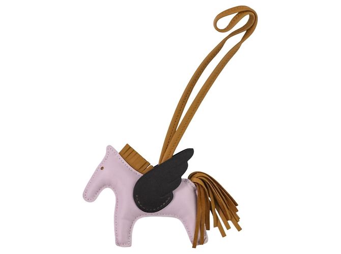 Taschenanhänger Hermès Rodeo Pegasus PM Pink Damier ebene