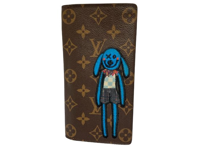 Cartera Larga Brazza Louis Vuitton Castaño Azul Naranja