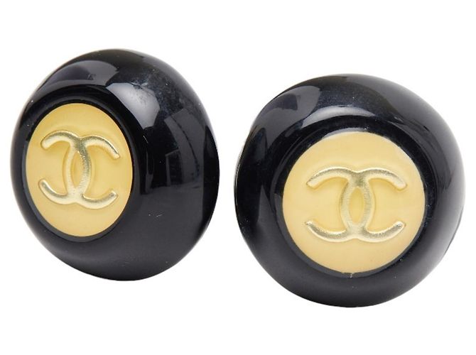 Orecchini vintage Coco Mark di CHANEL Nero D'oro