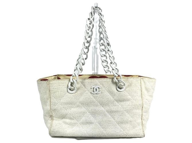 Bolso tote de lino blanco Chanel