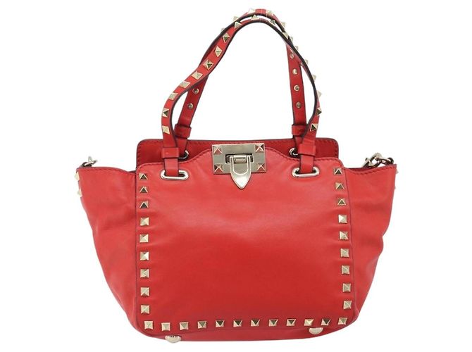Valentino Garavani Rockstud Tote Mini in Pelle Morbida Rosso