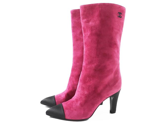 Classique Bottes en Suède Gabriel Coco G33119 de Chanel Noir Violet