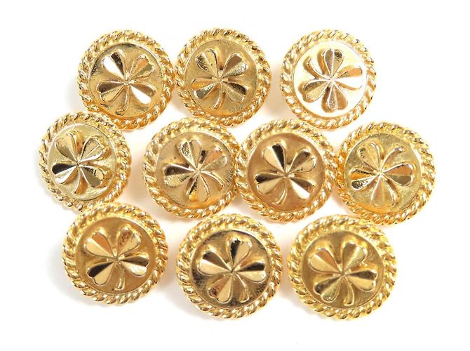Classique Ensemble d'accessoires boutons à trèfle à quatre feuilles Chanel Doré