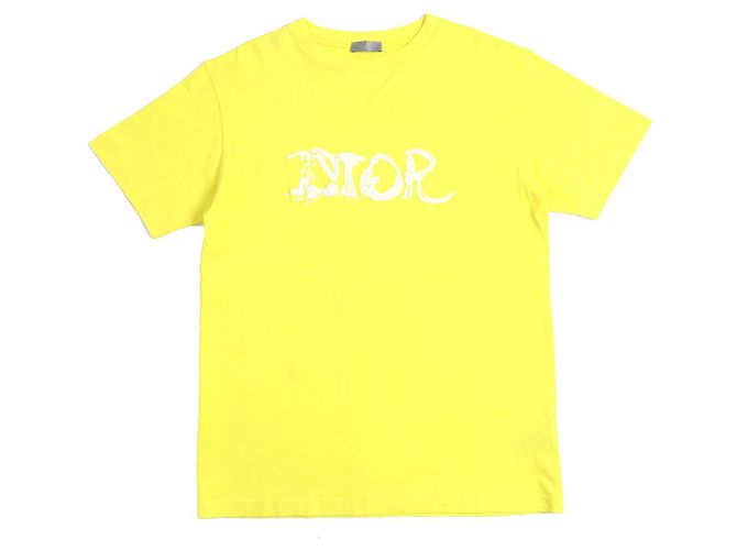 Dior Peter Doig Baumwolle Polyester T-Shirt Weiß Gelb