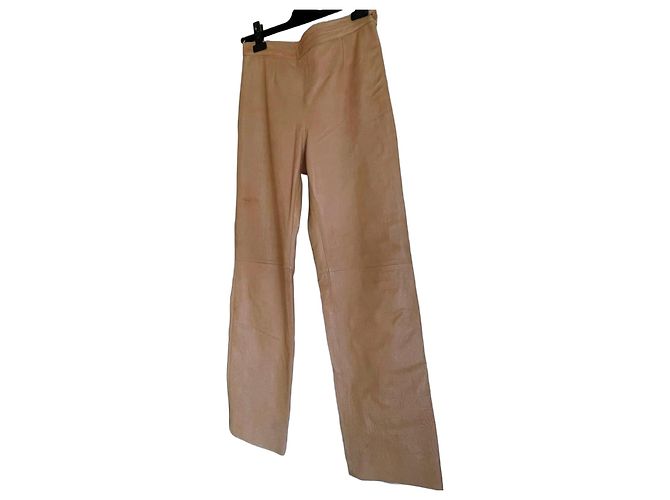 Gianfranco Ferré Lederhose beige Krokodil-Optik