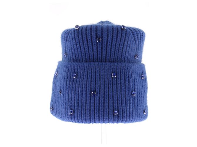 Goldbergh Gorro azul com strass e lã