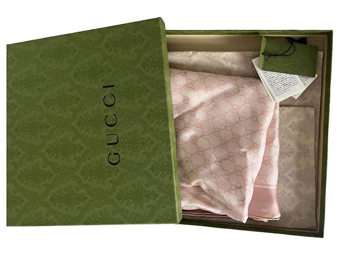 Gucci Bufanda de seda con motivo GG Rosa