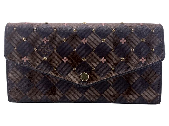 Louis Vuitton Damier Ebene Long Wallet Brown Pink