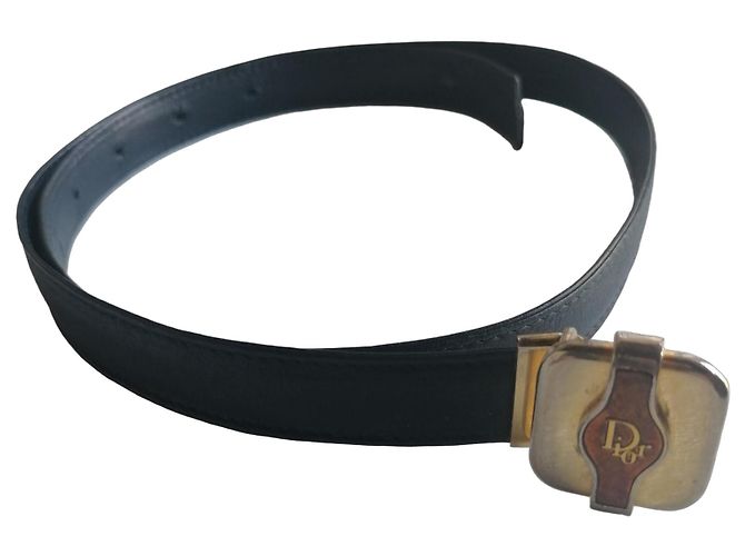 Christian Dior Leather Belt Navy Blue