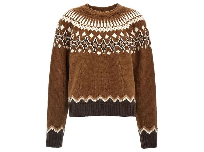 Autre Marque Fair Isle Strickpullover Alainu Braun Schwarz Weiß 