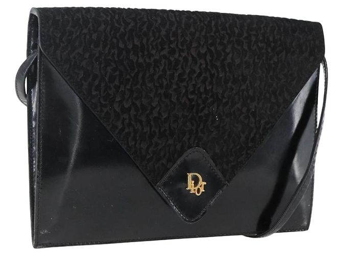 Borsa a Spalla Christian Dior in Pelle Nera e Oro Auth fm5127 Nero D'oro