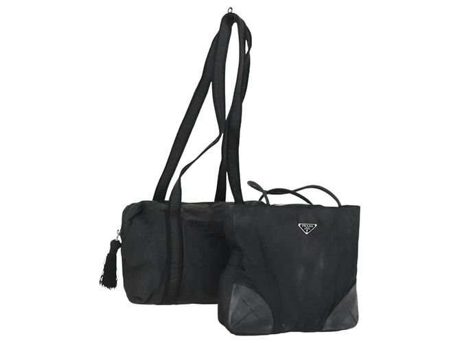 Borsa PRADA Nylon 2 Set Nera Auth 155249 Nero