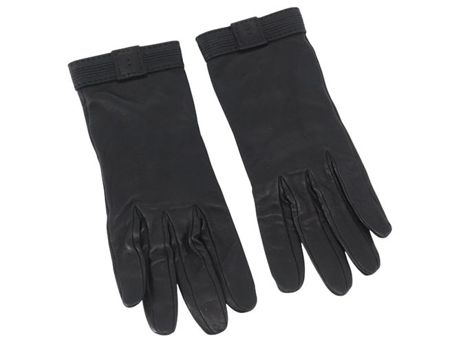 Hermès Guanti HERMES in pelle nera Auth bs33528 Nero