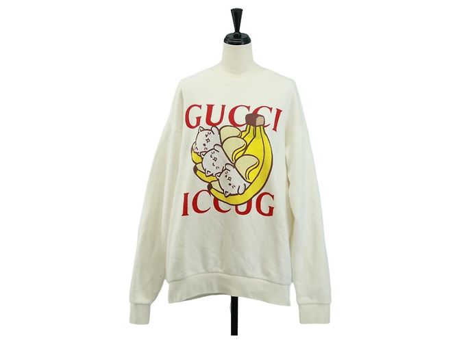 Moletom de algodão branco Colaboração Bananya GUCCI Auth 170953M