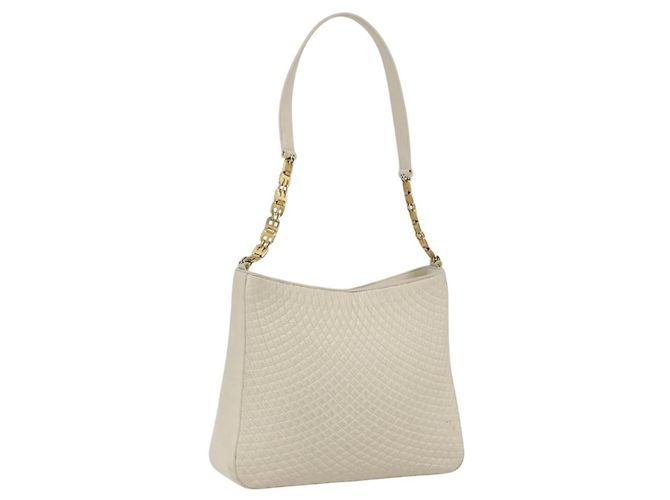 BALLY Bolsa de Ombro de Couro Marfim Ouro Auth 173507 Dourado Cru