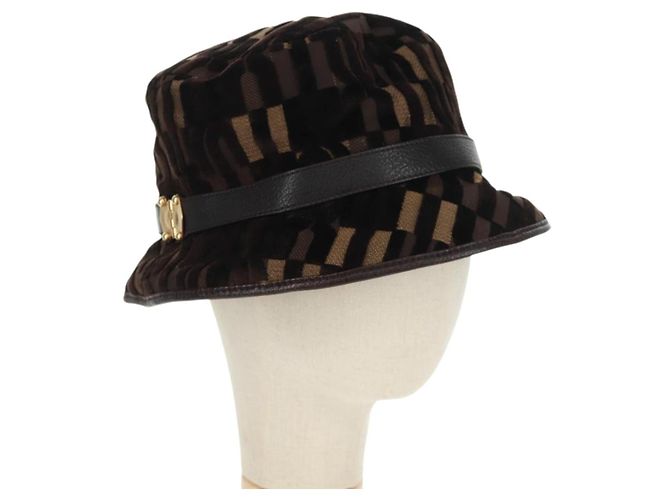 Miu Miu Bucket Hat Velor M Brown Auth 158573M 