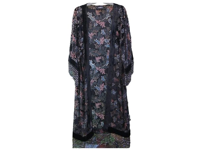 The Kooples Kimono mit Perlenfransen Viscose