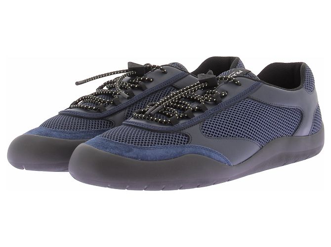 Prada Sneakers "Speedrock" blu navy e nere in pelle e mesh