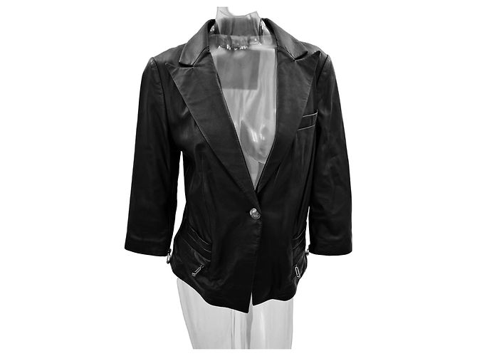 Philipp Plein Soft Lambskin Leather Jacket Black