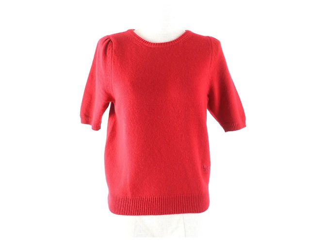 Céline Celine Sulky bestickter Kaschmirstrickpullover Rot