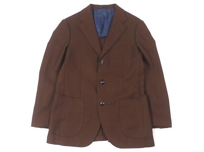 Autre Marque BARBA Single Unconstructed Jacket Wool Jacket Brown