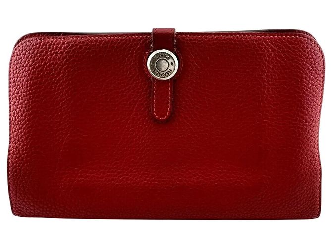 Hermès Cartera larga bifold HERMES Dogon GM en rojo Roja