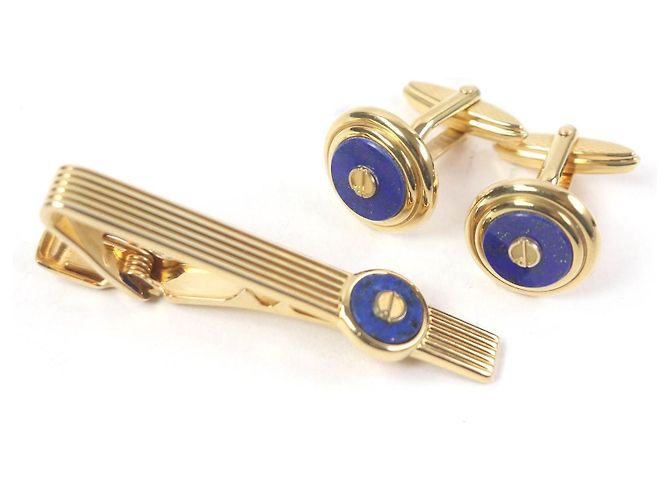 Alfred Dunhill Gemelli e spilla per cravatta Dunhill in Lapis Lazuli 2 vie Blu D'oro