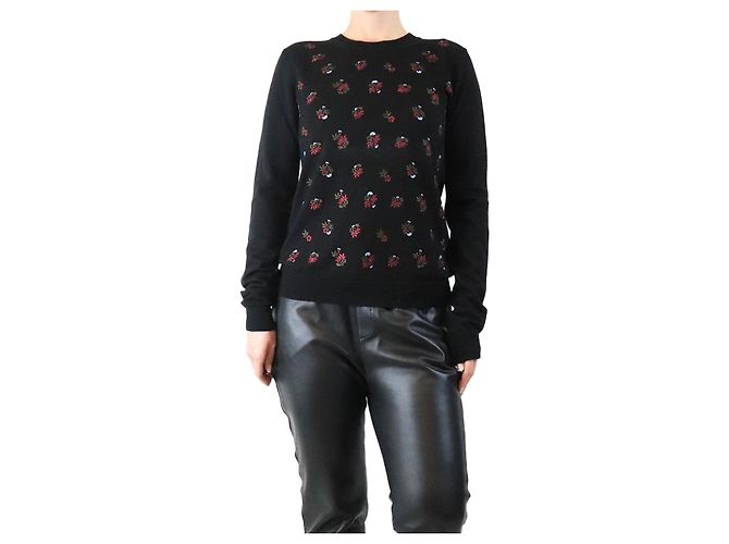Mulberry Schwarzer Blumenpullover - Größe M 