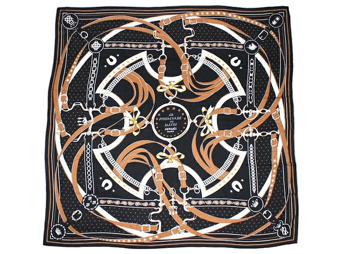 Chal Carré Geant Hermès - Cachemira Seda Multicolor Negro 