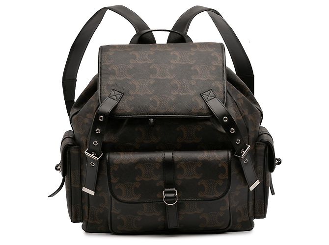 Céline Celine Brown Medium Triomphe Coated Canvas Backpack Dark brown