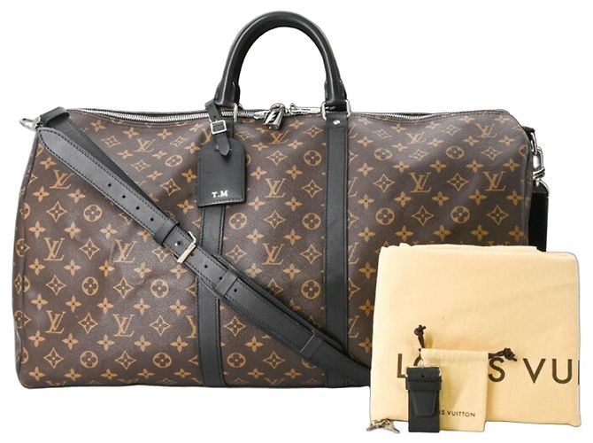 Keepall Bolso Boston Macassar Monograma Marrón Louis Vuitton Castaño